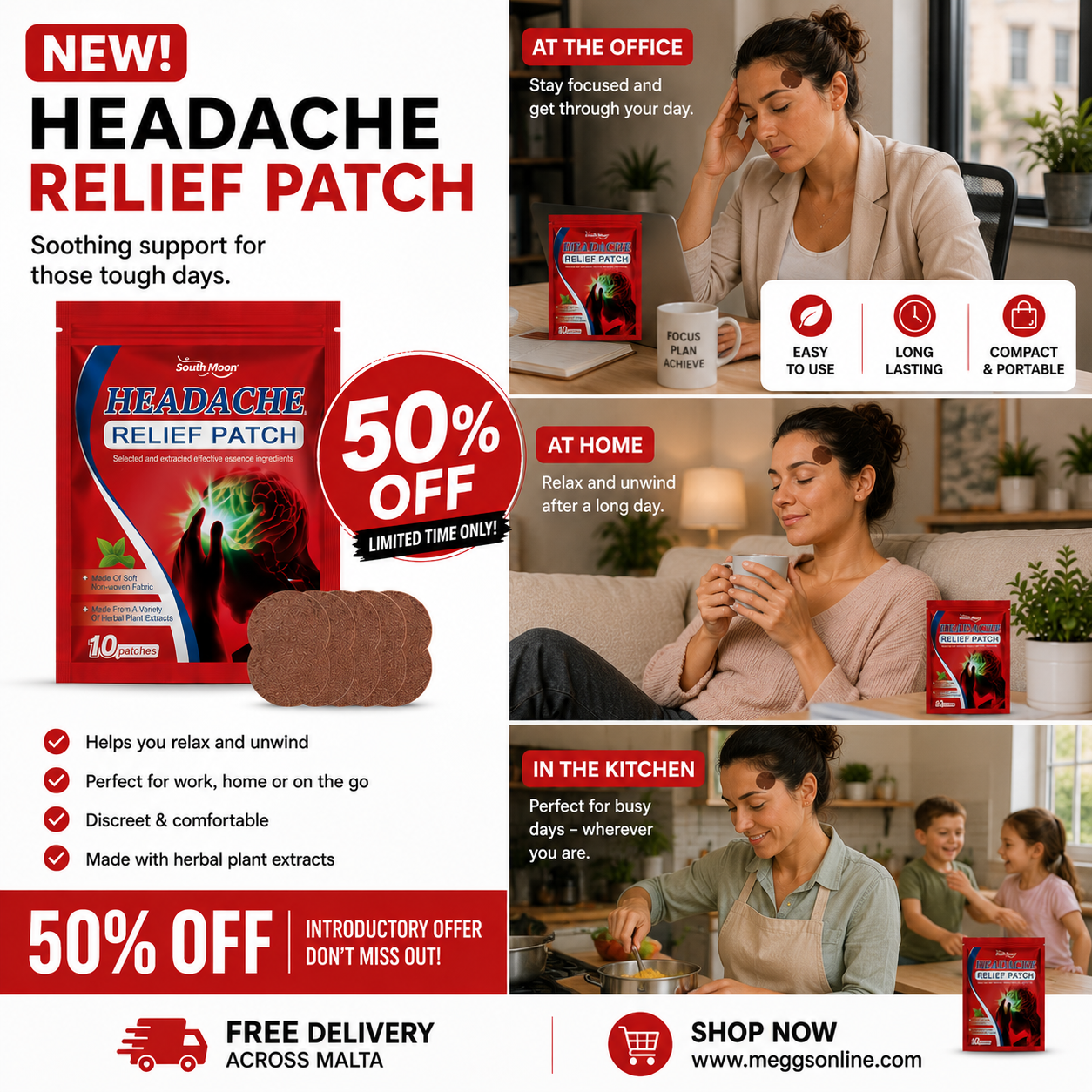 Cooling Temple Patch — Instant Headache & Stress Relief