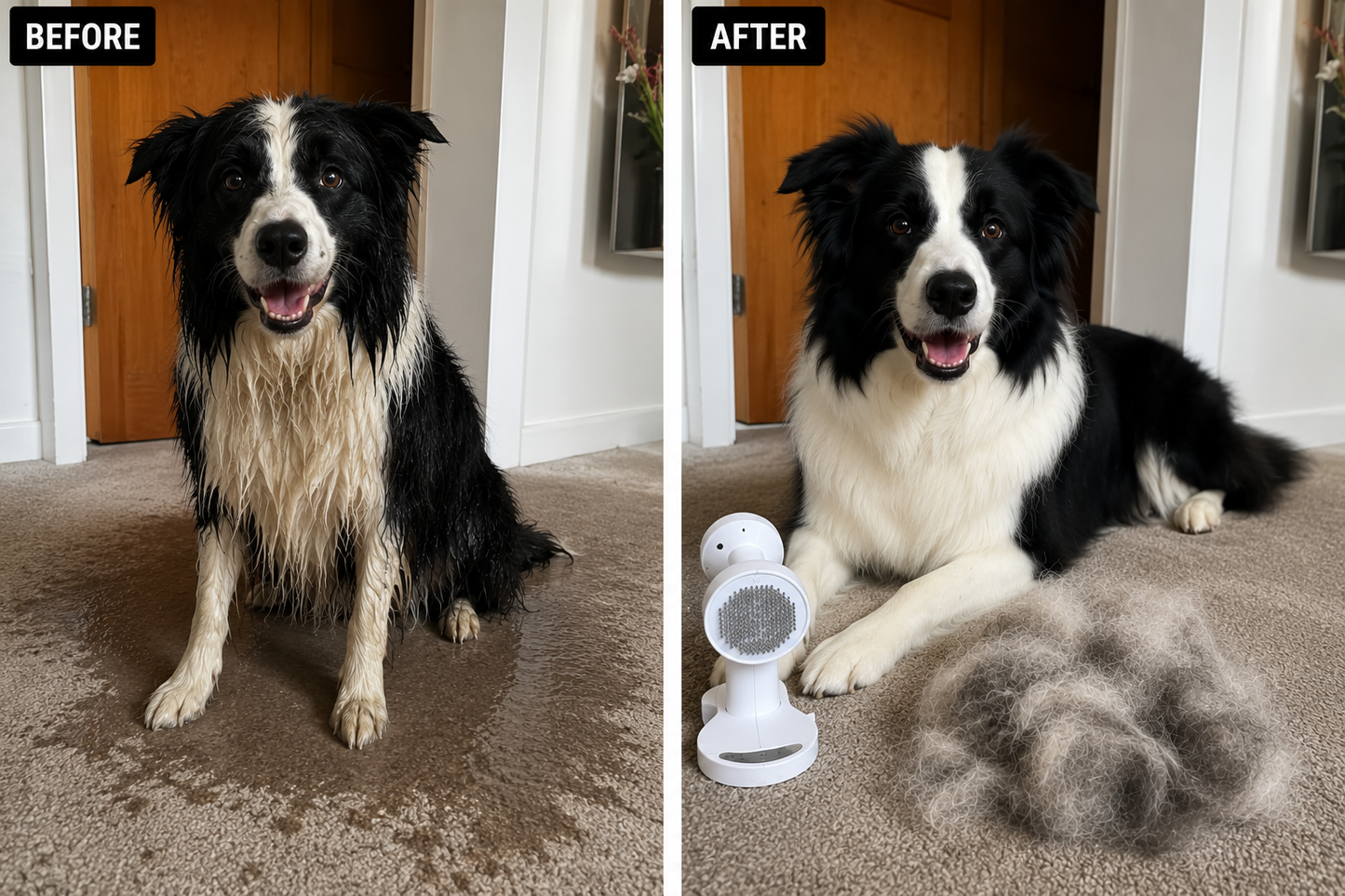 2-in-1 Silent Pet Hair Dryer & Grooming Brush