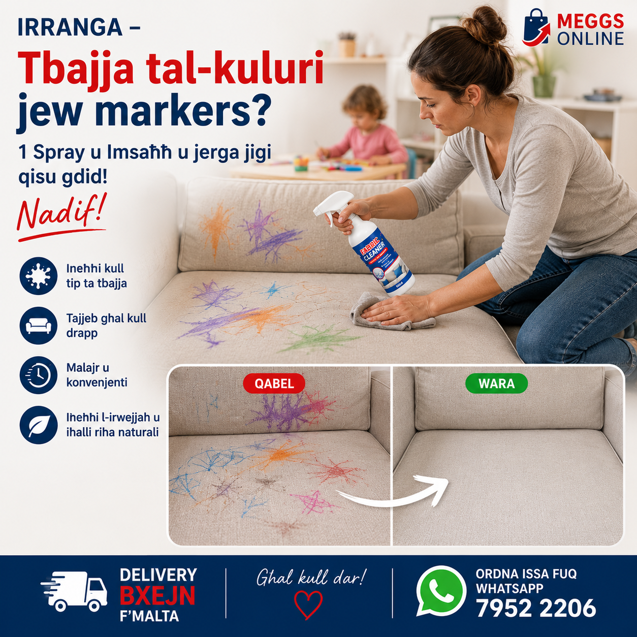 Fabric Cleaner Spray | Deep Stain & Odour Remover for Sofas, Carpets, Mattresses & More